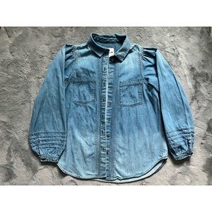 ae balloon sleeve denim shirt